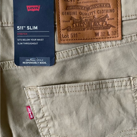New with tags! Levis 511 Slim Fit Pants Size 32 X 32 Color Tan - Picture 7 of 8